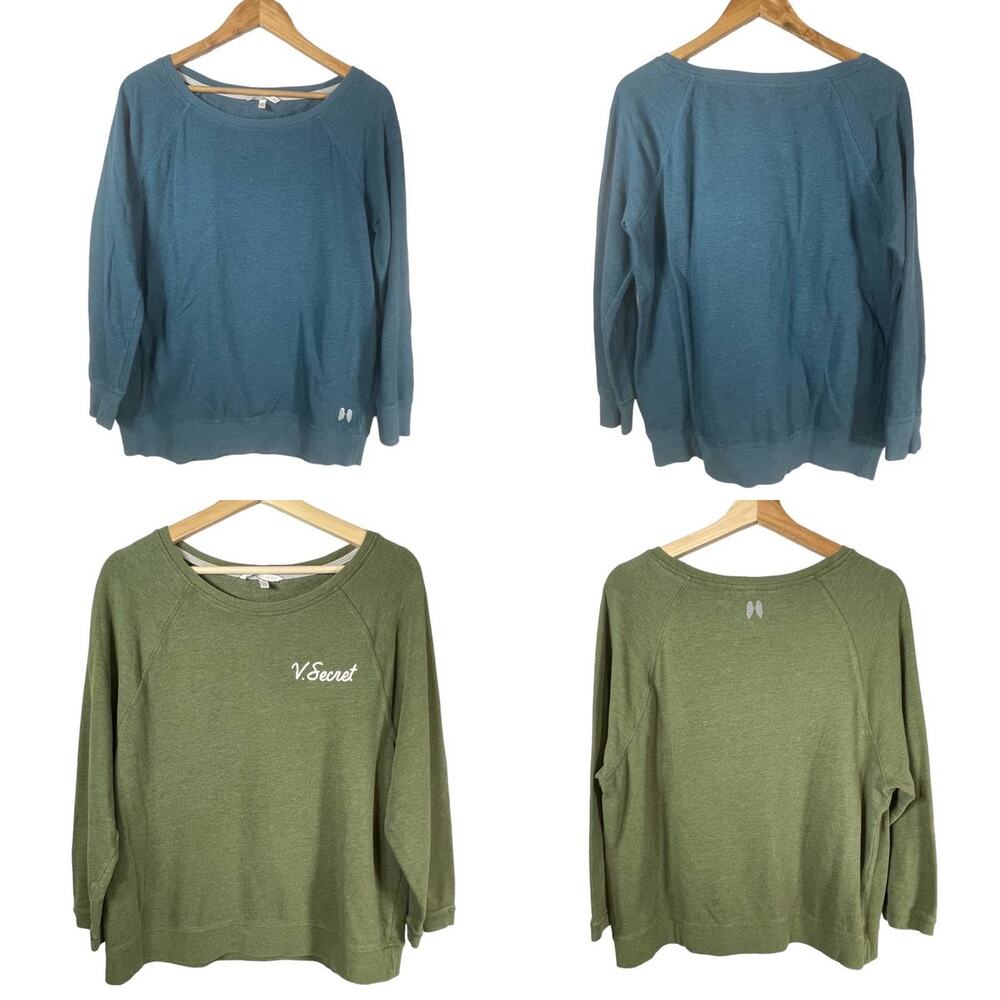 Lot of 2 Victoria's Secret SIZE SMALL Womens Sweatshirts Loungewear Green Blue